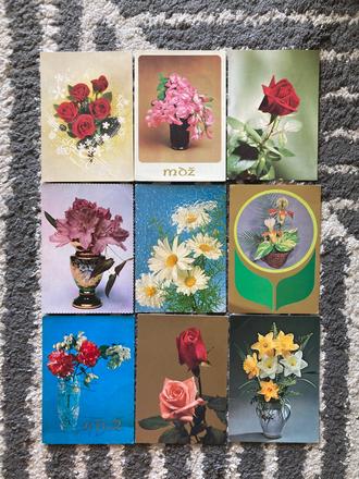 Retro pohľadnice kvety a mdž 80-90te roky, 