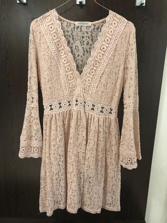 Pudrove krajkove šaty, veľkosť s, s