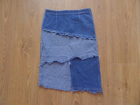Rifľová sukňa so záplatami, denim,m