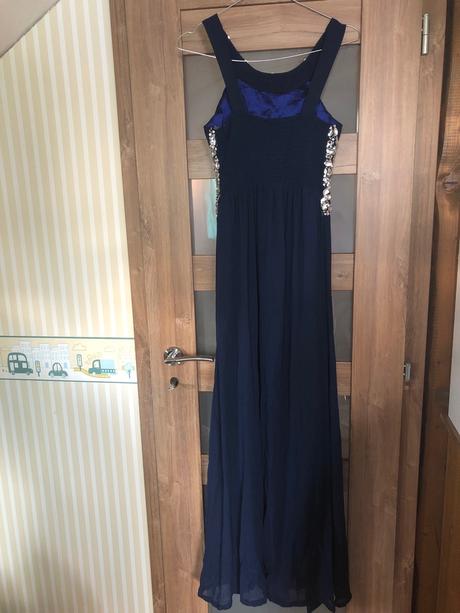 Spoločenské šaty tmavomodré s kamienkami, xs