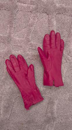 Ružovš kožené rukavice, s