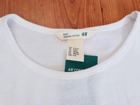 Krátke tričko z organickej bavlny, h&m,134 / 140