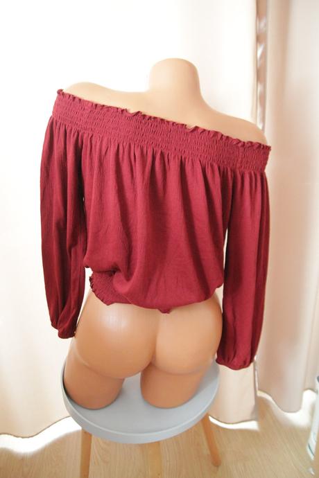 Bordový off-shoulder top, l, l