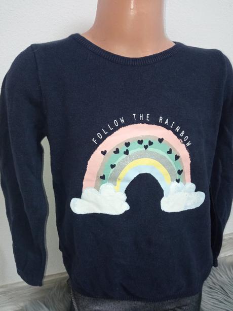 Dievčenský sveter dúha h&m (110-116), h&m,110