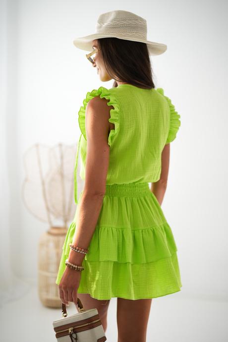 Dámske mušelinové šaty bianka limetka, 