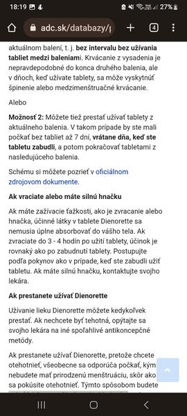 Ako pokračovať v užívaní HAK Dienorette?