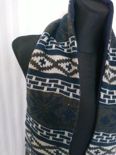 Obojstranný dvojfarebný šál modro sivý,