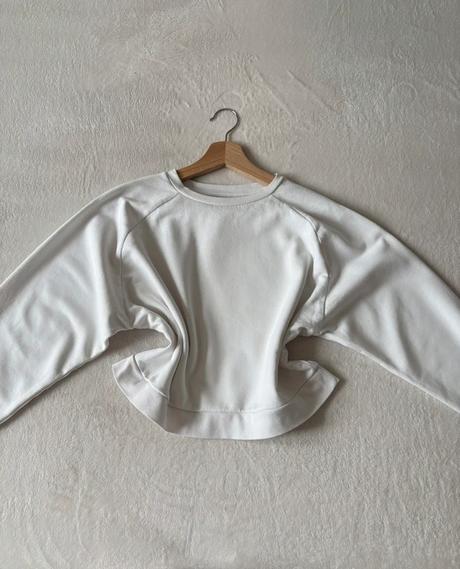 Biela cropped mikina, fishbone,s