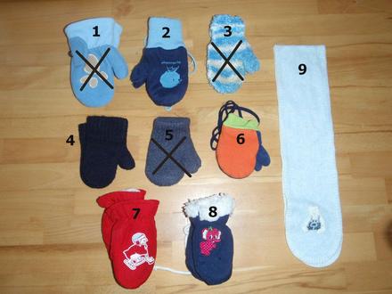 6x rukavičky 0-1rok, 68