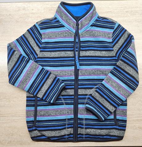 Pásikavá fleesová mikina na zips, 122