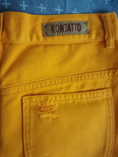 Oranžová riflova suknicka so zipsom, xs