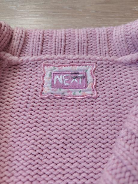 Ružový vlnený svetrik next na 1 gombík, next,92