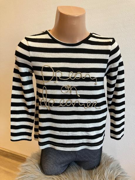 Dievčenský pásikavý sveter s nápisom h&m (2-4 r.), h&m,98