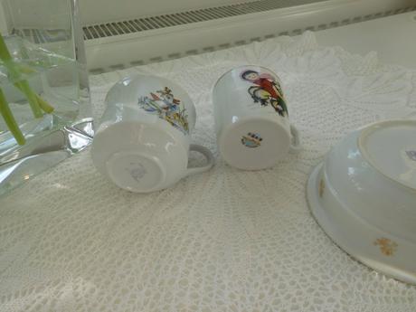 Hrnčeky detské+miska, porcelán, 