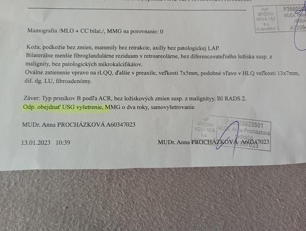 Čo znamená tento nález z mamografie?