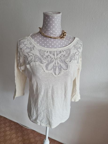 Maslový top s čipkou f&f veľ. 38, f&f,38