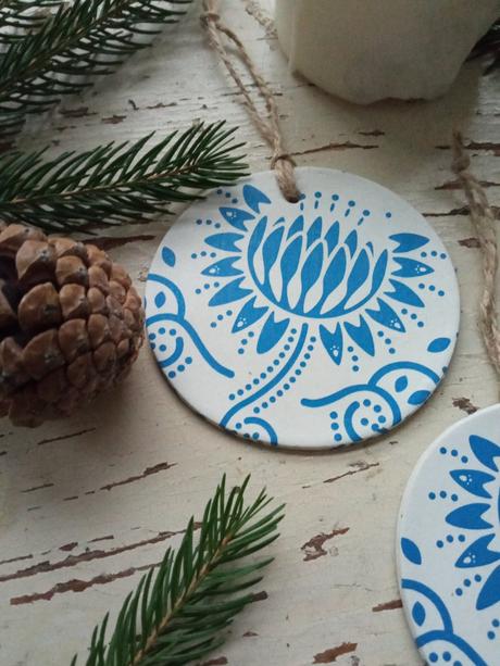 Vianočná dekorácia modrotlač kvietok, 