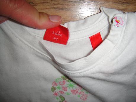 Tričko biele- motív bociana zeleno ružový, esprit,74