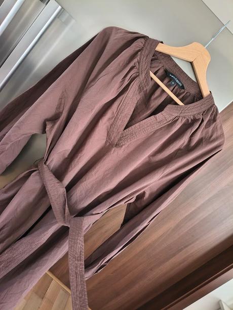 Kappahl bavlnené hnedé voľné šaty s opaskom m-l-xl, kappahl,l