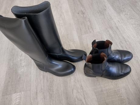 Perká topánky kožené a čižmy gumené na jazdenie, 40