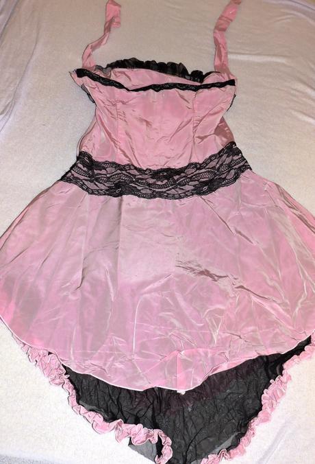 Ružove šaty s tylom deni rose, xs