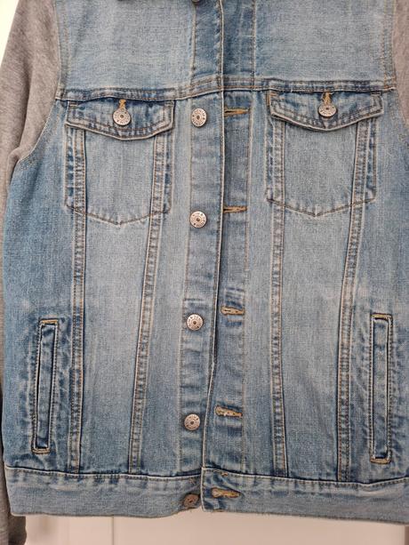 Frajerska 2v1 riflova bunda-mikina top stav, h&m,164