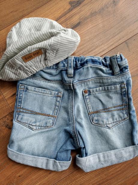 Chlapčenské riflové kraťasy + retro čiapočka, h&m,74