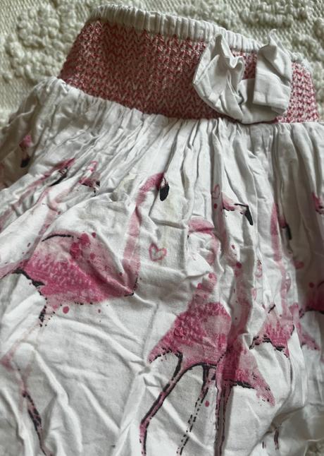 Biela bavlnená sukňa s plameniakmi, tu, 104, tu,104