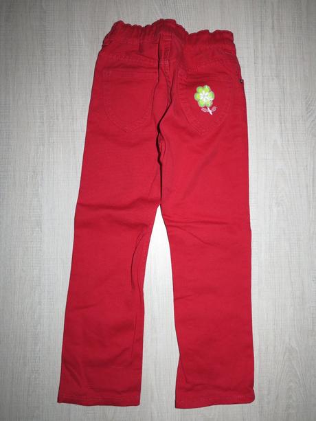 Červené nohavice so srdiečkovským kamienkom, h&m,110