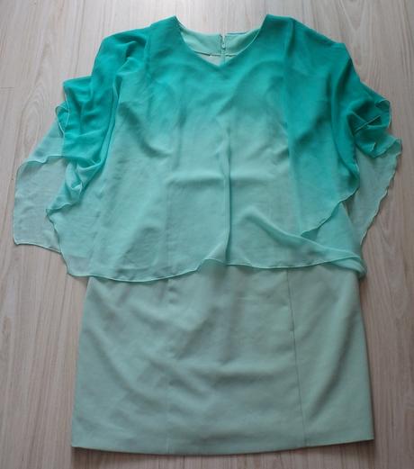 Spoločenské šaty mätové s pelerínkou, v. 44/46, xl, xl
