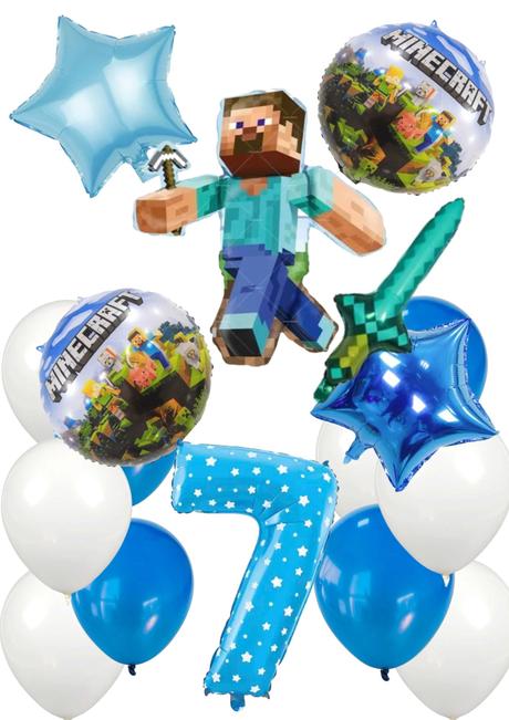 Balóny minecraft- steve 85cm aj meč- až 15/16/17ks,