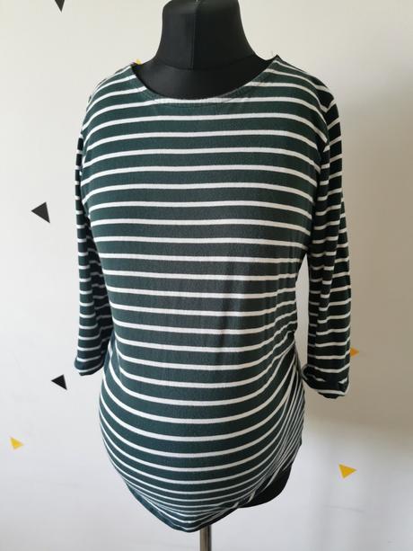 Tehotenské 3/4 rukávové zelené biele pásikavé trič, new look,s