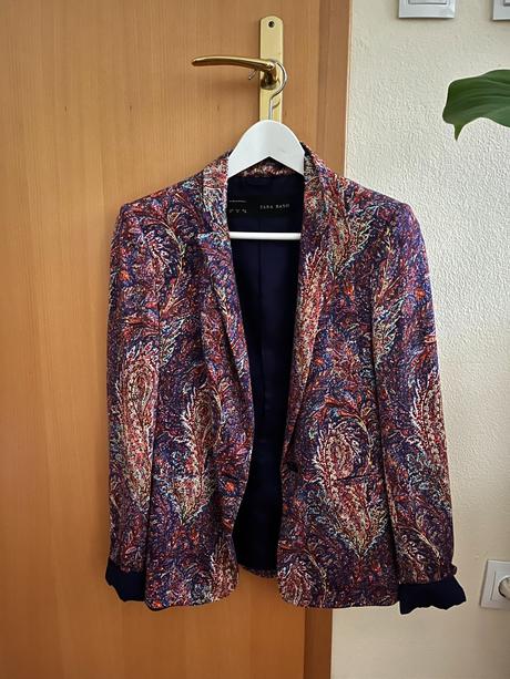 Fialové sako s ornamentami zara, zara,m
