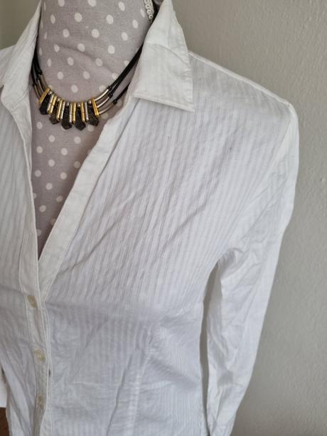 Biela bluzka hm s pasikmi 40, h&m,38
