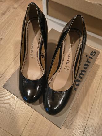 Kožené lakované lodičky, tamaris,38