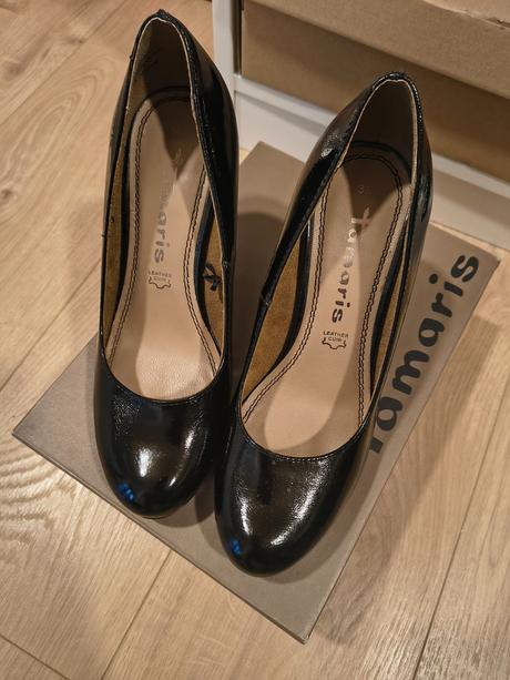 Kožené lakované lodičky, tamaris,38