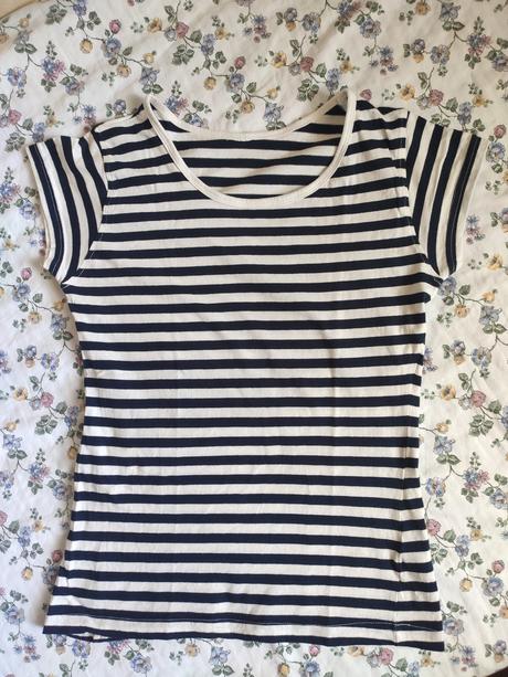 Pásikové pruhované bavlnené tričko, s
