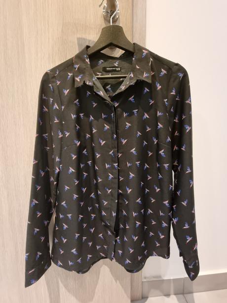 Čierna košeľa reserved s kolibríkmi, reserved,m