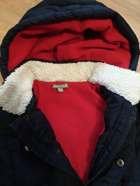 Tmavomodra zimna bunda s kapucnou 98/104, 98