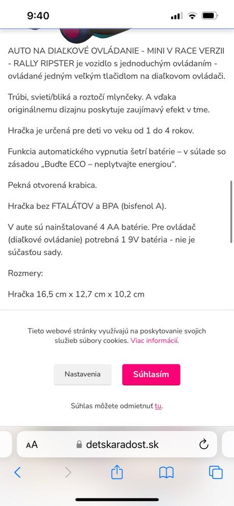 Auto na diaľkové ovládanie 1-4 roky,