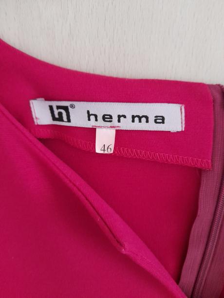 Cyklámenové šaty s vreckami, herma,46