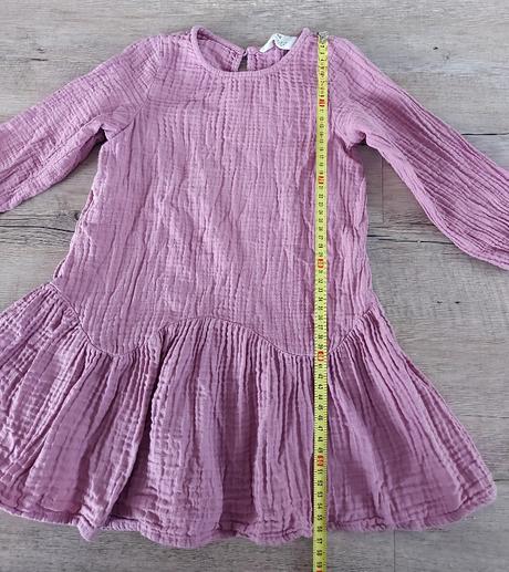 Ružové mušelínové šaty, h&m,104