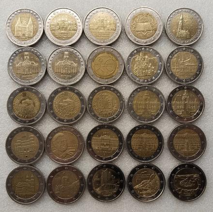 Pamätné nemecké euromince 25ks, 