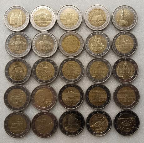 Pamätné nemecké euromince 25ks, 