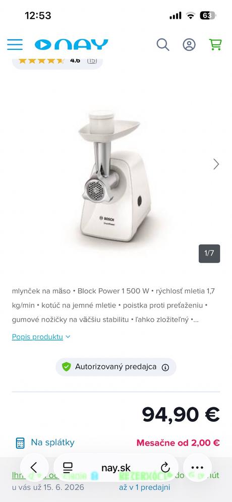 Mlynček na mäso bosch mfw2500w biely, bosch