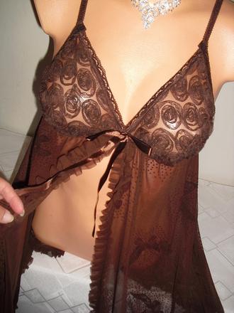 Sexy hneda babydoll kosielka, s