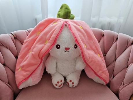 Plyšový zajac v jahode,