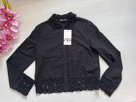Zara - košeľa s háčkovanou aplikáciou, zara,s