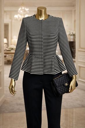 Elegantné pruhované čierno-biele sako ovs, ovs,38