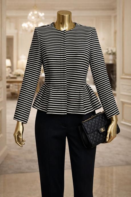 Elegantné pruhované čierno-biele sako ovs, ovs,38